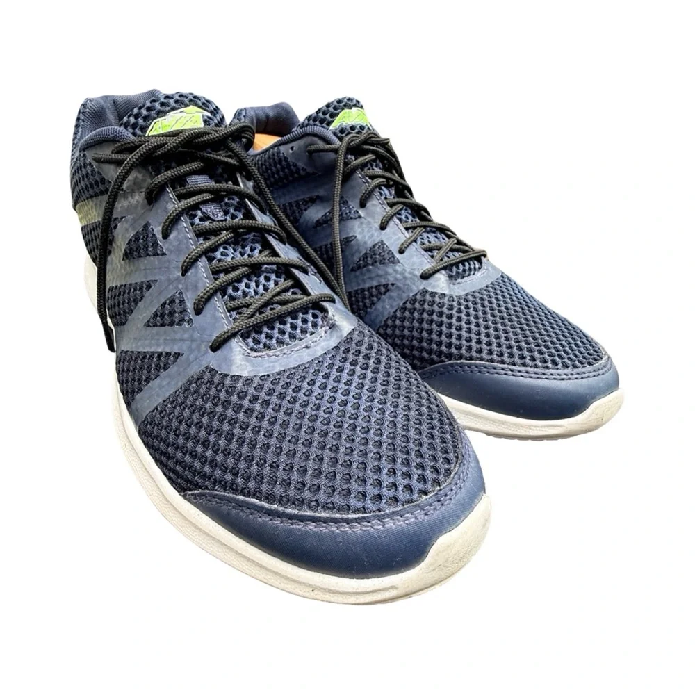 Avia Navy and Green Memory Foam Comfort Men's Athletic Mesh Sneakers